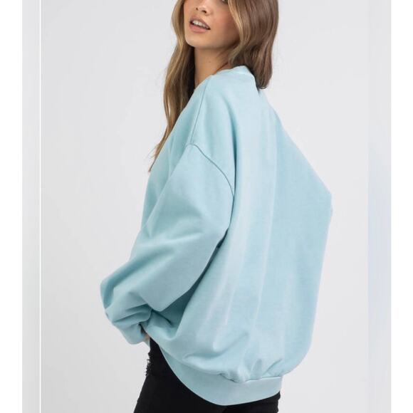 Levis Graphic Prism Crewneck Sweatshirt Sz S Angel Blue Oversized Pullover - Picture 11 of 11